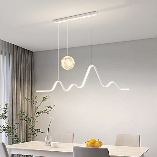 饭厅吊灯极简创意月球现代简约设计师网红大气长条吧台餐桌饭厅灯