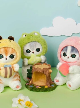 正版mofusand鲨鱼猫咪森林系列猫福毛绒公仔可爱玩偶摆件生日礼物