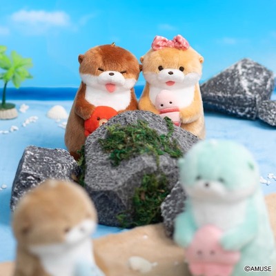 正版amuse可爱小水獭娃娃公仔小号男生玩具钥匙扣小玩偶挂件毛绒