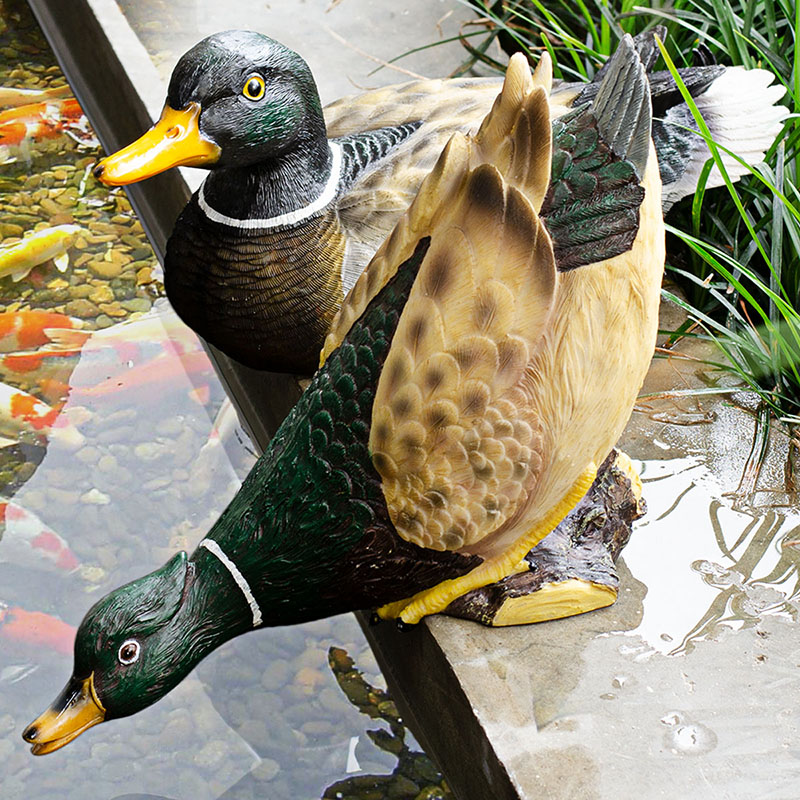 庭院仿真动物布置喝水鸭子摆件