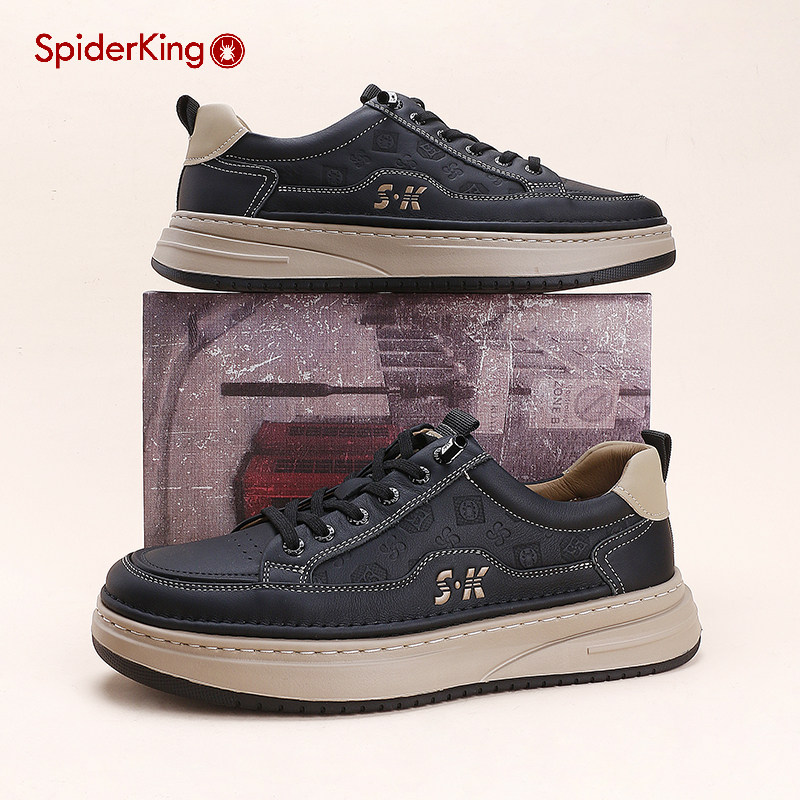 蜘蛛王官方旗舰店正品真皮板鞋男