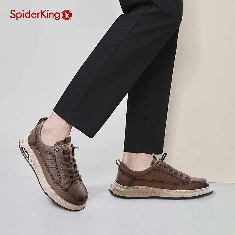 蜘蛛王官方旗舰店正品牛皮板鞋男