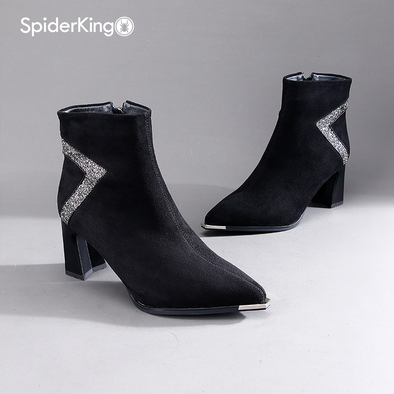 蜘蛛王官方正品授权女高跟马丁靴