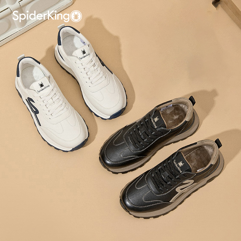 蜘蛛王官方正品授权真皮运动鞋男