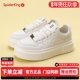 女式 2025春季 ins潮平底小白鞋 蜘蛛王轻便厚底板鞋 休闲增高面包鞋