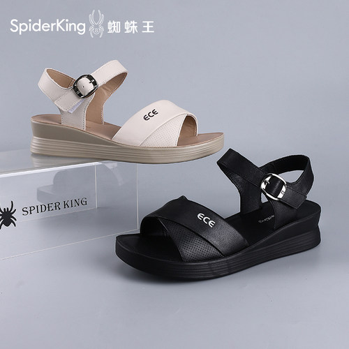 蜘蛛王官方正品授权真皮休闲凉鞋
