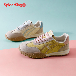 蜘蛛王德训鞋女2025年春秋真皮拼色软底轻便运动鞋时尚休闲旅游鞋