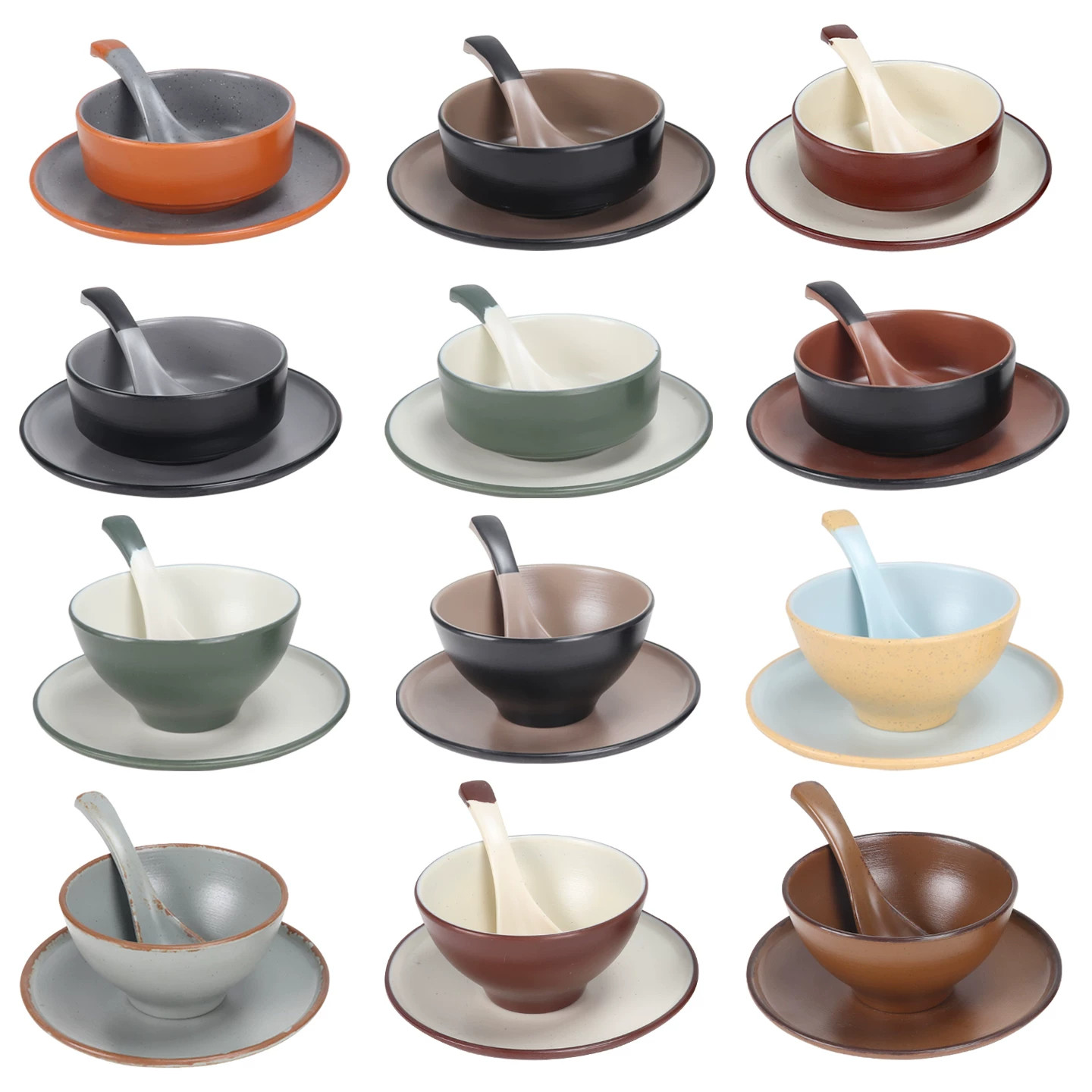 密胺火锅店仿瓷摆台四件套餐具创意酒店饭店餐厅商用碗碟杯勺套装