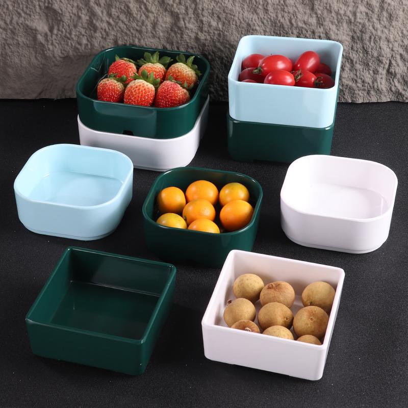 钢化塑料四方小吃零食碟