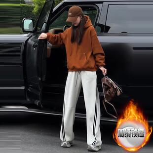 ROUMIKL小个子加绒加厚显瘦套装女款休闲洋气长袖连帽卫衣长款裤