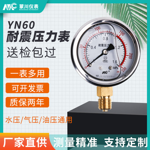 yn60不锈钢耐震压力表径向真空