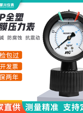 PP-60隔膜压力表全塑耐酸碱防腐蚀药水PCB环保污水处理耐震压力表