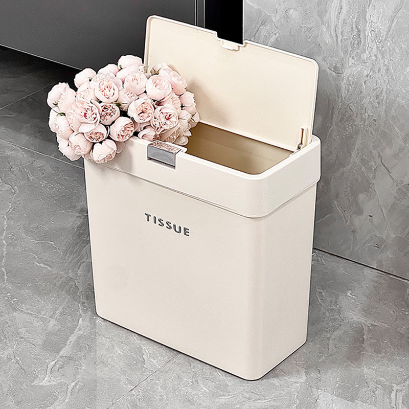 垃圾桶家用2026新款厕所卫生间带盖大号大容量厨房客厅高颜值纸篓