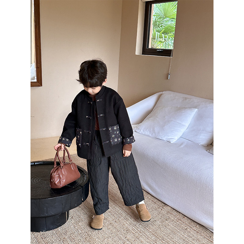 虾酱麻麻男童国风毛呢夹棉厚外套秋冬装2025新款宝宝洋气儿童上衣,童装/婴儿装/亲子装,普通外套,淘宝优惠券,粉丝福利购,淘宝优惠卷