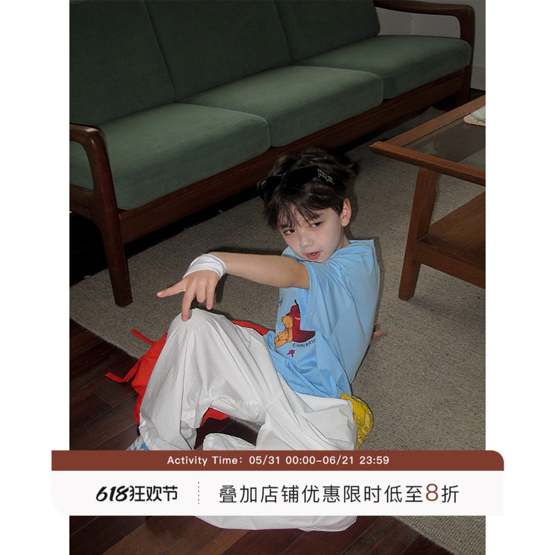 虾酱麻麻男童短袖t恤薄夏装2026新款纯棉多巴胺上衣儿童洋气体恤