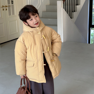 虾酱麻麻男童棉服冬季 男孩棉袄洋气连帽儿童夹棉外套 加厚2024新款