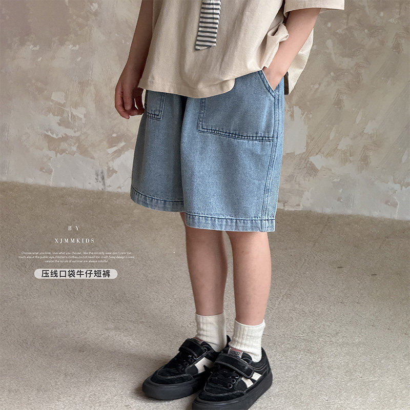 虾酱麻麻男童牛仔裤夏季薄款2025新款男孩短裤蓝色拼接儿童装裤子,童装/婴儿装/亲子装,裤子,淘宝优惠券,粉丝福利购,淘宝优惠卷