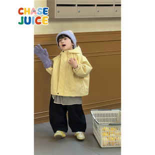 【小童】虾酱麻麻男童棉服冬装2025新款洋气黄色加厚儿童连帽外套