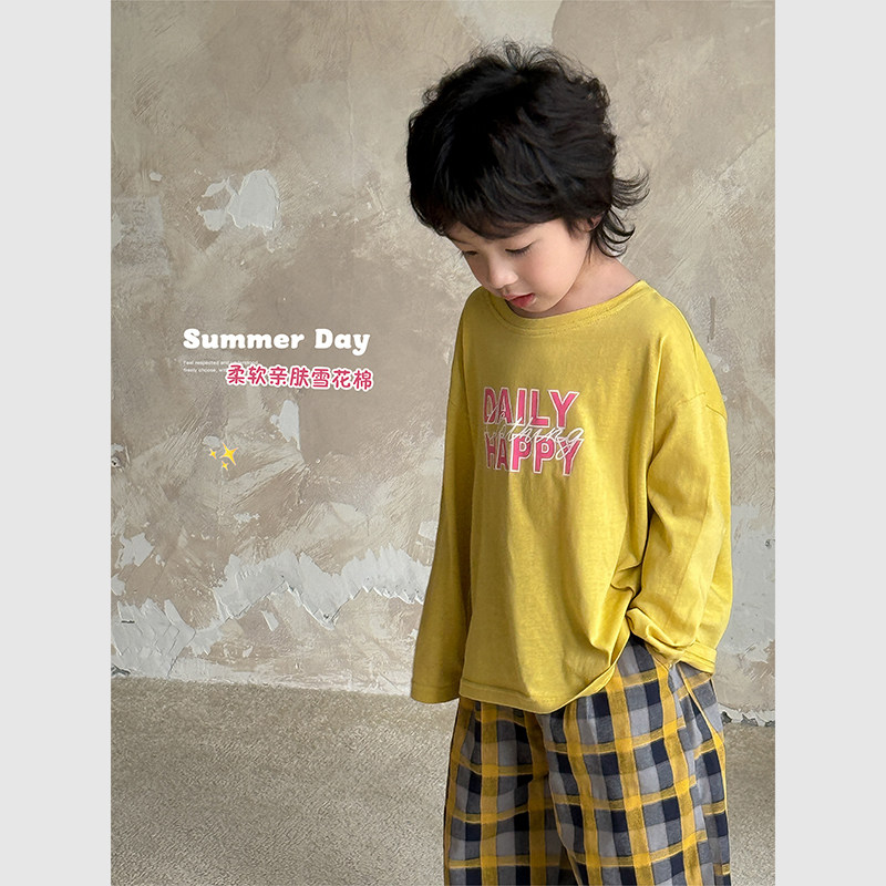 虾酱麻麻男童纯棉长袖t恤春秋装2025新款宝宝上衣韩系儿童打底衫,童装/婴儿装/亲子装,T恤,淘宝优惠券,粉丝福利购,淘宝优惠卷