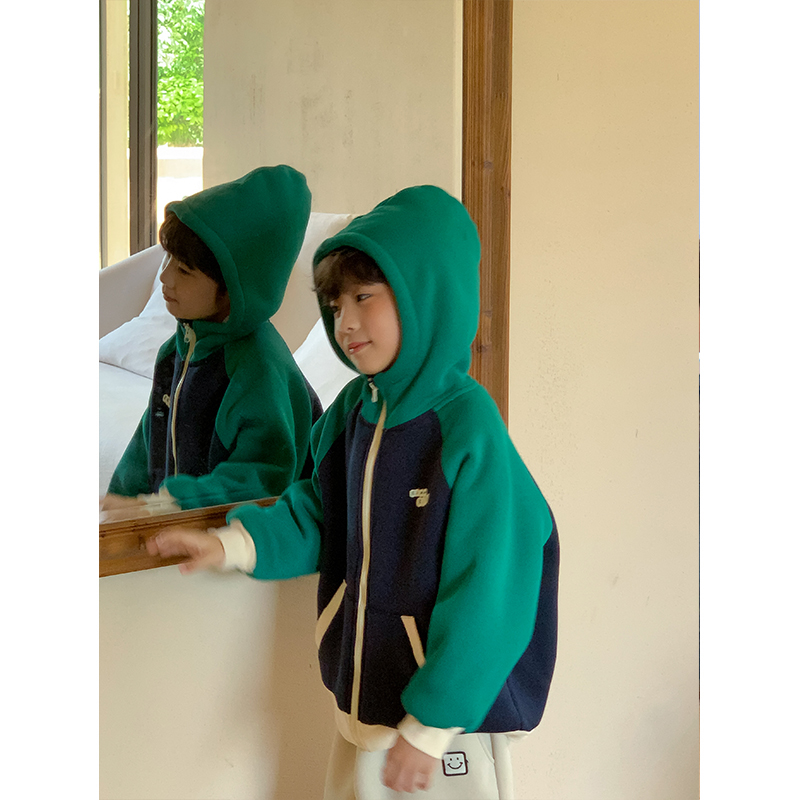 虾酱麻麻插肩连帽卫衣外套