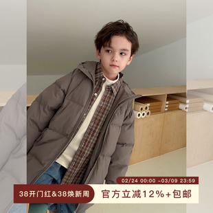 虾酱麻麻男童保暖羽绒服冬装2025新款男孩90白鸭绒连帽儿童装外套