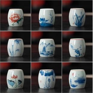 手绘青釉盖置盖托陶瓷茶具盖子托茶道零配件功夫茶具配件茶玩摆件