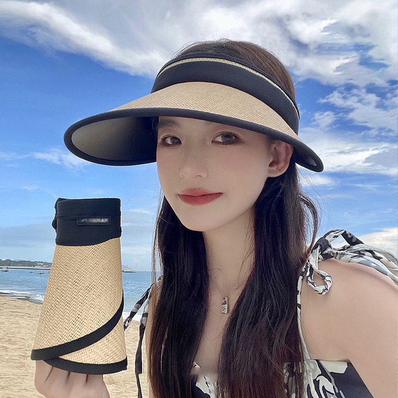 UPF50+大帽檐夏季防晒帽防紫外线太阳帽子女uv骑车遮脸空顶遮阳帽