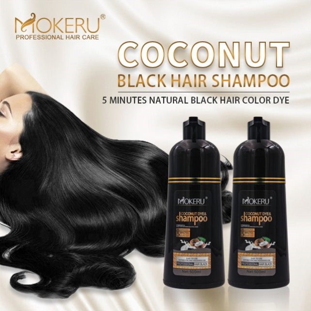 mokeru染髪Natural Coconut Oil Essence Black Hair Dye Shampoo