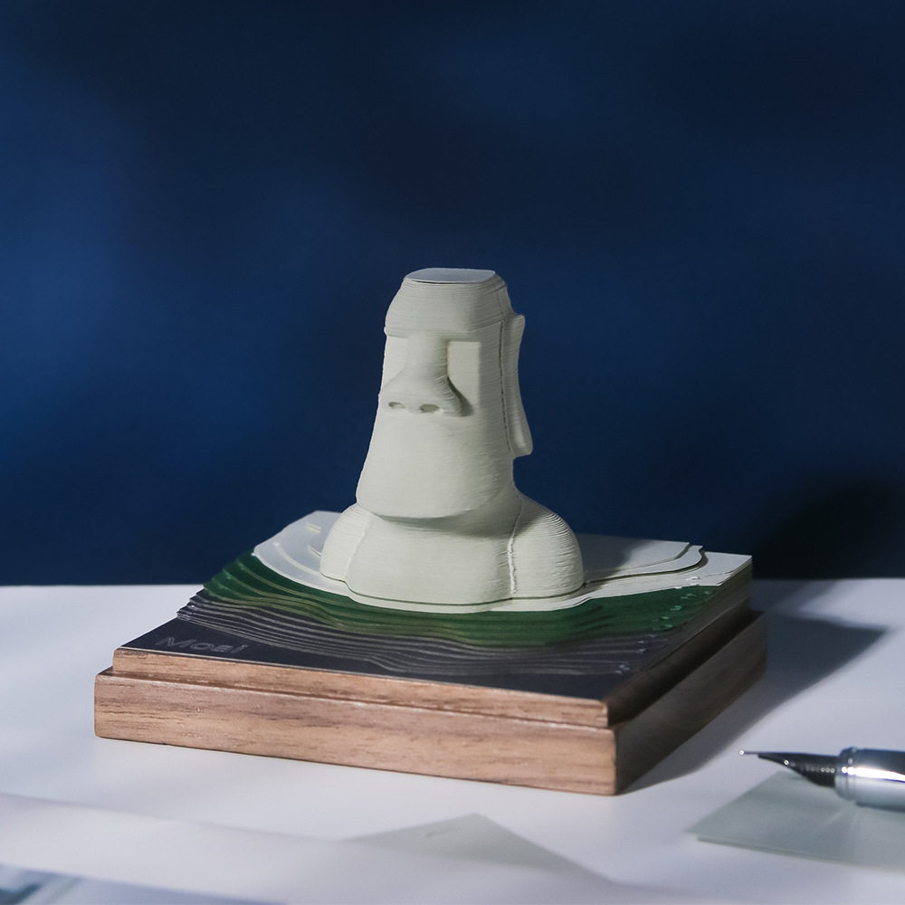 摩艾石像纸雕创意礼品全景3d立体手撕便签纸便签本无粘性模型摆件