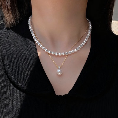 天然淡水真珍珠项链6mm极光无暇