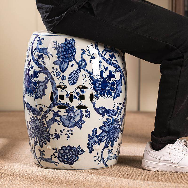 景德镇高温手绘青花瓷换鞋凳陶瓷鼓凳浴室凳子新古典仿古筝鼓墩,住宅家具,鼓墩/绣墩,淘宝优惠券,粉丝福利购,淘宝优惠卷