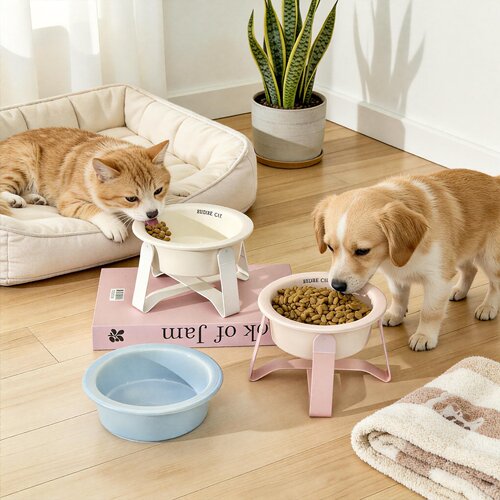 猫狗陶瓷宠物碗饭碗护颈水碗颈椎碗喝水罐头防打翻铁架狗狗食盆