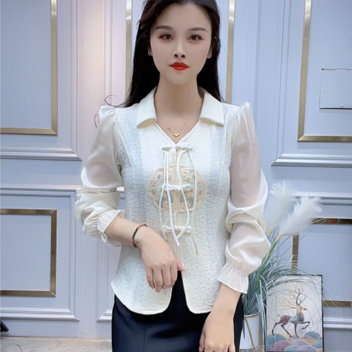 新中式显瘦气质衬衫上衣女