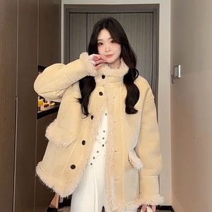 毛毛冬新款韩系超好看保暖上衣时尚睢阳区小个子加厚皮毛一体外套