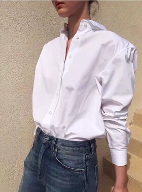 北欧小众TOT春夏秋款白色全棉衬衫女上衣简约风百搭长袖宽松廓形