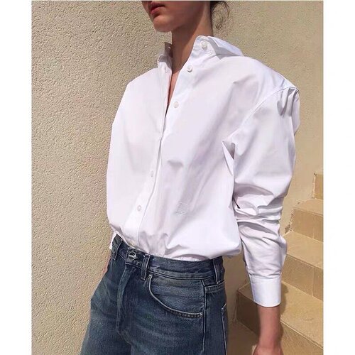全棉长袖宽松衬衫女上衣