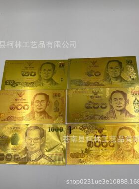泰铢泰币 20 50 100 500 1000金箔塑料币 防水旅游纪念币收藏可定