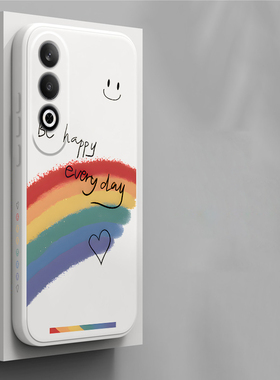 适用oppok12plus手机壳happy彩虹OPPOK12PLUS新款液态硅胶0poppo保护套全包创意女款PKS110直边防摔软壳