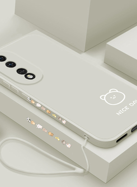 荣耀90手机壳液态硅胶华为荣耀90pro保护套honor卡通高级感5G简约线条小熊小兔REA-AN00全包防摔高档女外壳