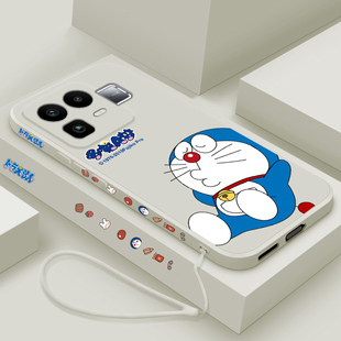 适用realmeneo8手机壳卡通叮当猫真我NEO8液态硅胶保护套RMX8899超薄可爱男女款OPPO镜头全包防摔