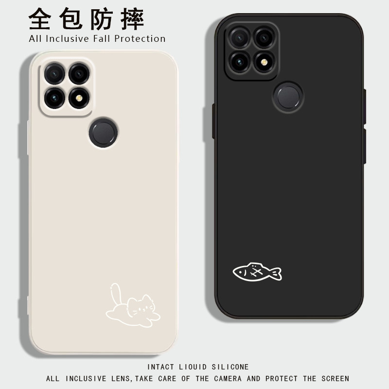 适用华为智选nzones7pro+液态硅胶手机壳简约小猫小鱼中国移动nzone50pro新款保护套雷鸟ff1全包高级防摔男女