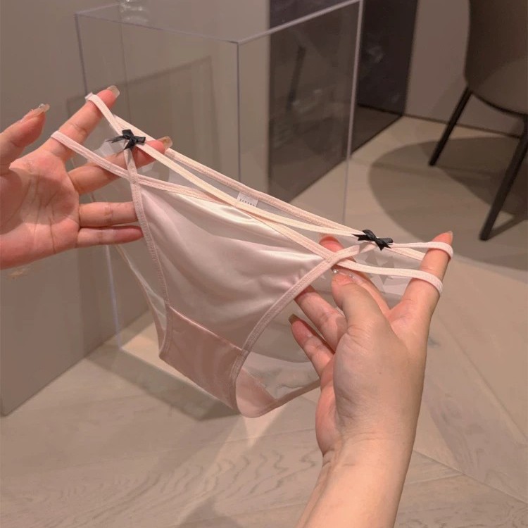 可爱爆棚款~女士内裤网纱蕾丝 柔软轻盈细腻蝴蝶结装饰低腰三角裤