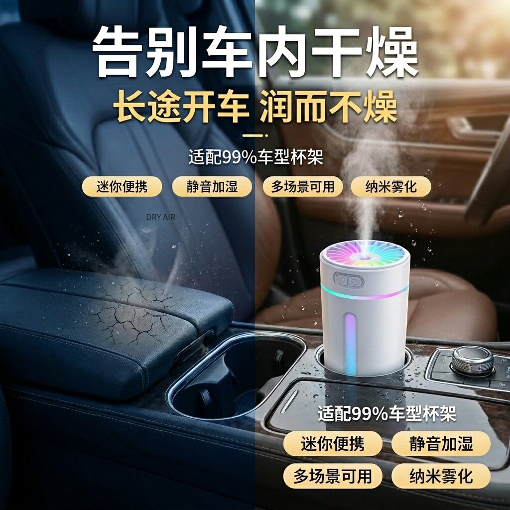 澳朔车载迷你加湿器USB静