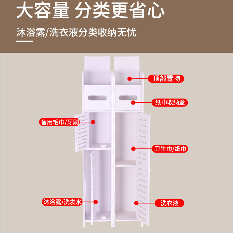 浴室窄缝置物架厨房多层夹缝柜落地厕所带门马桶边柜卫生间收纳架