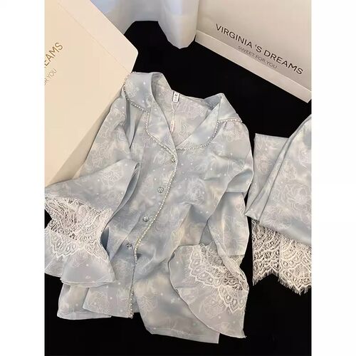 日本GP蕾丝花边冰丝睡衣女春秋