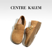 CENTREKALEM鞋 履 金属头超纤皮浅口单鞋 复古款 粗跟2026年春季