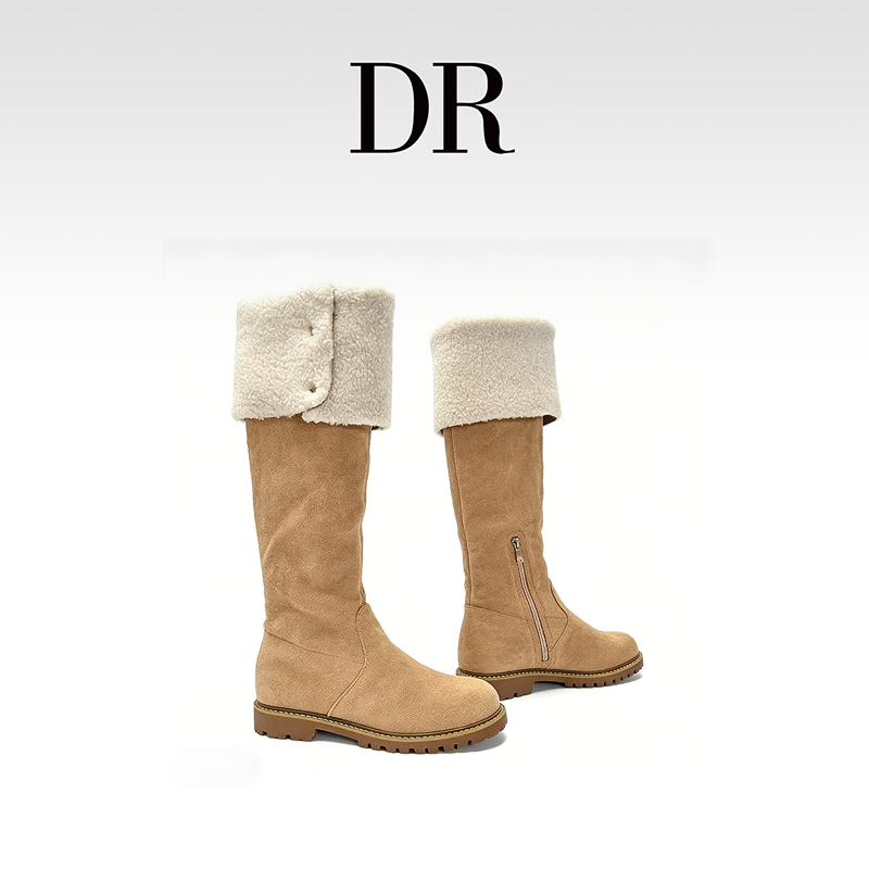 DR官方正品巨显瘦复古时装靴女2026四季通用卡其色厚底中跟过膝,女鞋,时装靴,淘宝优惠券,粉丝福利购,淘宝优惠卷