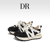 DR官方正品 百搭运动休闲华夫阿甘鞋 黑白真皮厚底老爹鞋 女2026春季