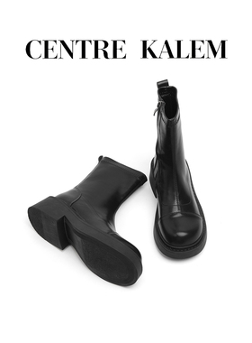 【CENTREKALEM鞋履】厚底增高洋气时装法式短靴女百搭马丁靴短筒