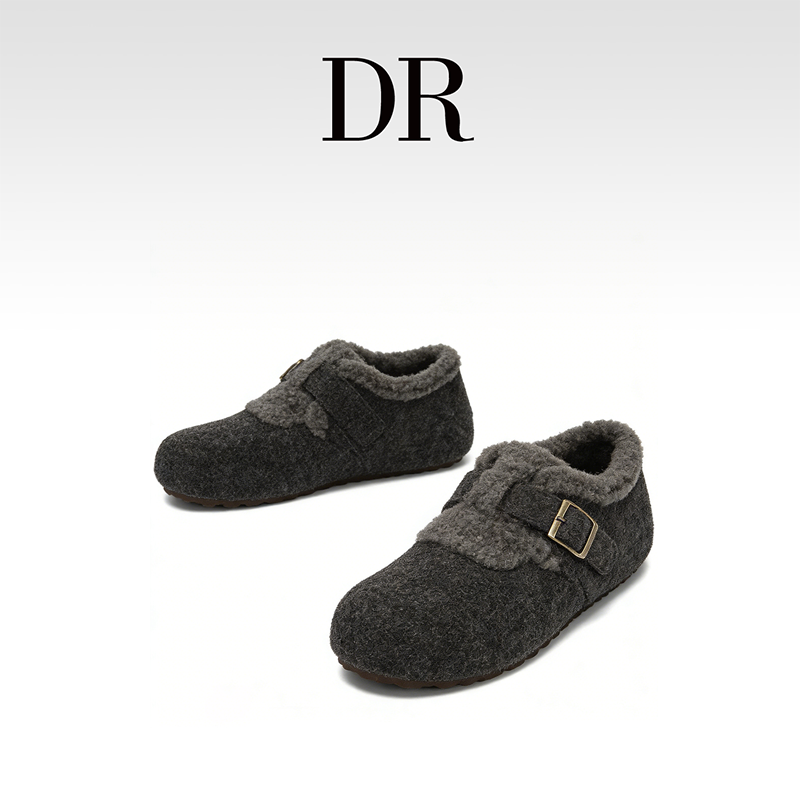 DR官方正品软木鞋毛毛鞋懒人鞋防滑勃肯鞋呢子皮带扣保暖秋冬,女鞋,勃肯鞋/软木鞋,淘宝优惠券,粉丝福利购,淘宝优惠卷